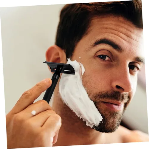 Vista 2 de Angoily 2 unids seguridad afeitadora barba recortadora reutilizable doble hoja más cercana afeitado durable hombres herramienta de afeitar