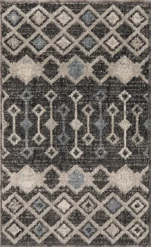 Vista 3 de Unique Loom Eco Trellis Collection - Alfombra de área, nativa (rectangular 2 pies 0 pulgadas x 3 pies 0 pulgadas, gris carbón/azul claro)