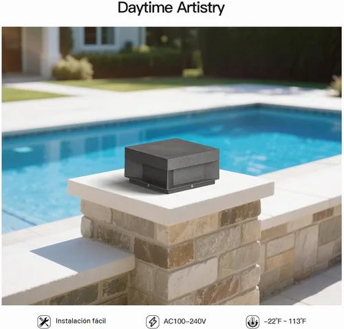 Vista 6 de MVBT Luces de poste al aire libre con cableado fijo, luces de columna de 7.9" AC100-240V, luz de pila moderna impermeable, luz de tapa de poste