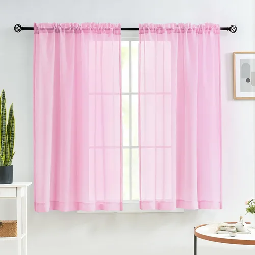 Vista 114 de MYSTIC-HOME Juego de cortinas de niveles transparentes blancas para cocina de 24 pulgadas de largo, tratamiento de cortinas para ventanas pequeñas