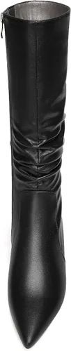 Vista 3 de WAYDERNS Womens Dating Solid Zip Pointed Toe Fashion Matte Kitten Low Heel Mid Calf Boots 2 Inch