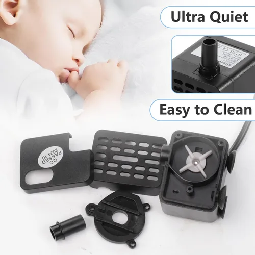 Vista 6 de alizzy - Bomba de agua pequeña USB DC 5 V 50 GPH (180 L/H) 3 W con tubo y flujo ajustable para fuente de mesa, baño de pájaros, fuente de gato