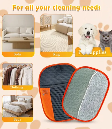 Vista 7 de Guante de depilación de mascotas para muebles y ropa, removedor electrostático reutilizable de pelo de mascotas para sofá, alfombra, ropa de cama