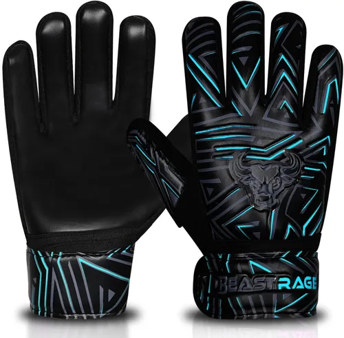 Vista 7 de BEAST RAGE Guantes de portero juvenil para niños, niños, niñas, guantes de portero de fútbol antideslizantes palma de látex de 4MM, agarre extra