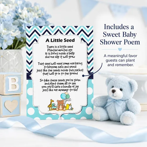 Vista 6 de CHOOBLY Recuerdos de baby shower de niño para invitados 20 paquetes de semillas de flores silvestres Prellenados Mezcla de semillas de ramo
