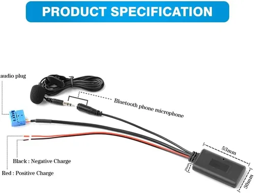 Vista 2 de Adaptador auxiliar de audio con micrófono, adaptador AUX de audio compatible con BMW Z4 E85 2003-2008, compatible con BMW Z4 E86 2003-2008