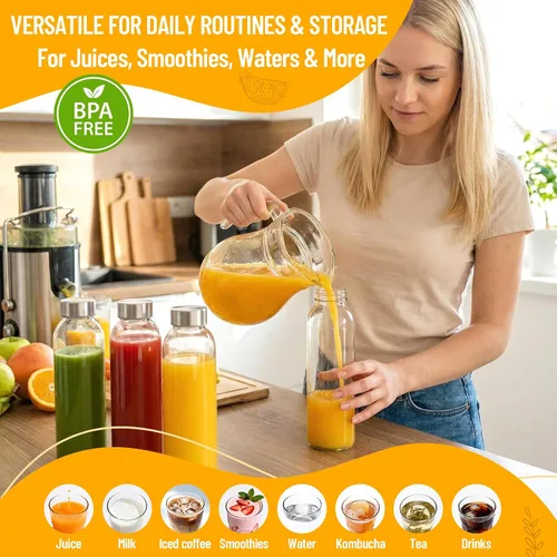 Vista 3 de Luxfuel Botellas de vidrio transparente con tapas, botellas de agua