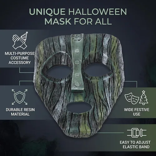 Vista 5 de Máscara de fiesta de terror, resistente y duradera, máscara de personaje de película verde para Navidad, Halloween, carnaval, actividades de Pascua