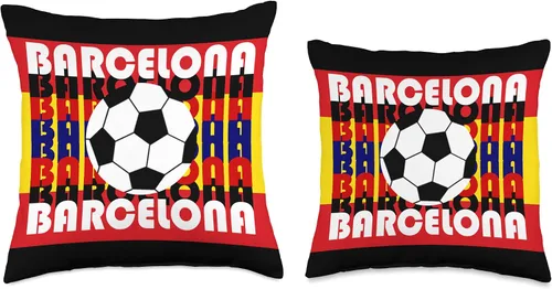 Vista 3 de Black-Spain-Soccer-Futbol-Fans-Mementos Black-Barca-Barcelona-Bauhaus-Primavera-Verano-2021 - Cojín (16.0 x 16.0 in), multicolor