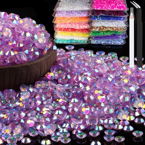 Vista 21 de 15000 diamantes de imitación de resina de 0.079 pulgadas a granel, diamantes de imitación de gelatina redondos negros con parte trasera plana, gemas