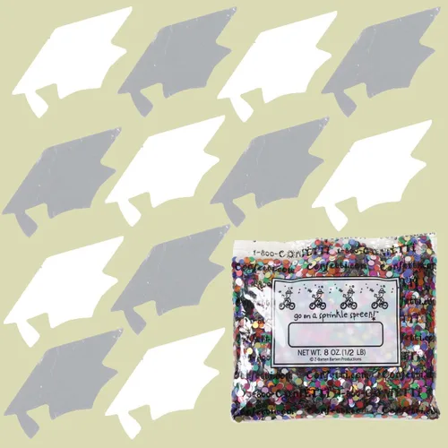 Vista 184 de Confetti Grad Cap Negro, Azul Marino Combo - 2 bolsas de media onza (1 oz)
