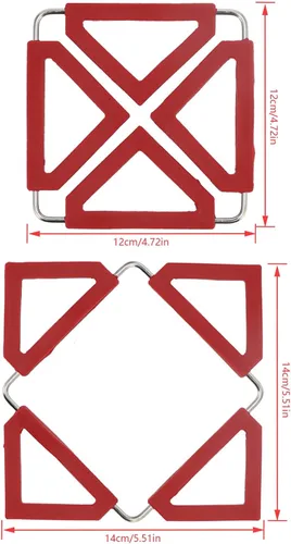 Vista 8 de SUNGOOYUE Silicone Trivet Mat with Stainless Steel Frame Expandable Foldable Pot Holder Heat Insulation 650F Non Slip Hot Pad for Hot Pots Pans Red