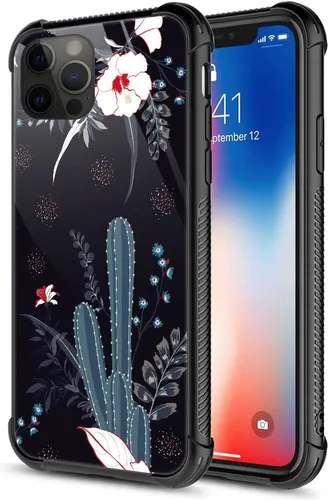 Vista 9 de ZHEGAILIAN Funda para iPhone 13, parte trasera de vidrio templado + funda protectora de TPU de silicona suave con diseño de munición