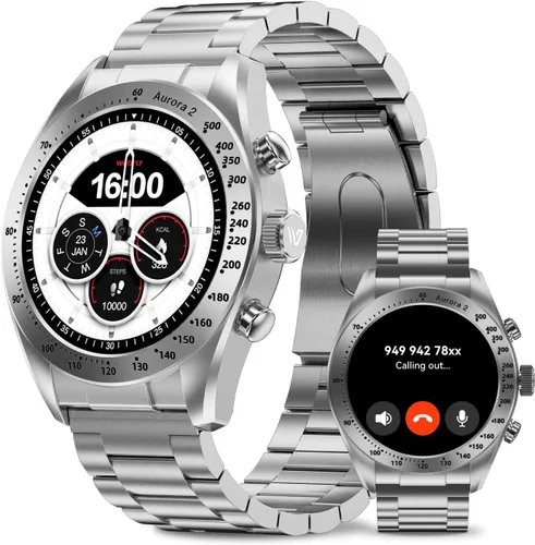 Vista 10 de Aurora 2 - Reloj inteligente para hombre, responder/hacer llamadas, pantalla AMOLED HD de 1.32 pulgadas, reloj inteligente de 350 mAh, monitor