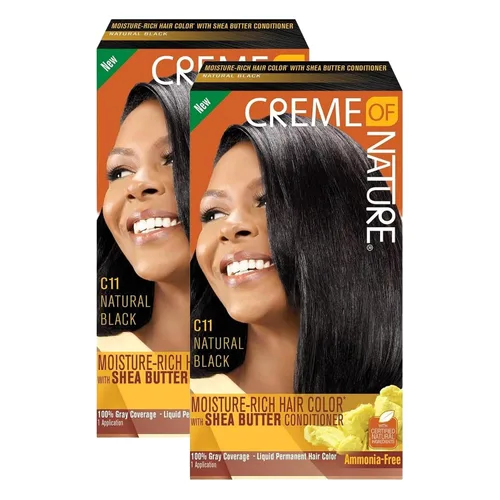 Vista 7 de Creme of Nature Kit de tinte para cabello rico en humedad, negro natural C11, 1 aplicación C11 negro natural