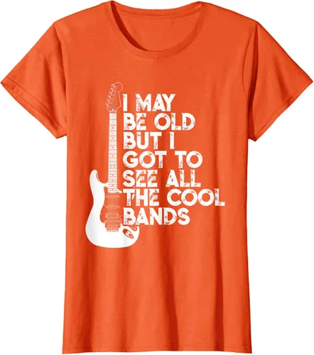Vista 40 de Camiseta con texto en inglés "I May Be Old But I Got to See All The Cool Bands" Negro