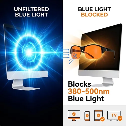 Vista 6 de Eyekepper Blue Light Reduction Fitover Glasses with Amber Lens Computer Glasses for Digital Screen,Wear Over Most Eyewear or Alone for