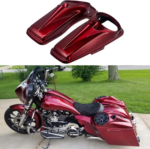 Vista 37 de Tapas para bocinas de motocicleta aptas para 2014+ Harley Touring Hard Saddle Bags - Whisky ámbar, 8 pulgadas Amber Whiskey