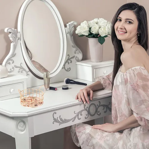 Vista 7 de Soporte de clip para carpeta de oro rosa, accesorios de escritorio de malla, dispensador de metal para escritorio, organizador de cajones