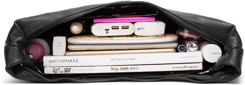 Vista 5 de Bolso Hobo para mujer, de piel sintética, suave, holgado, con cremallera