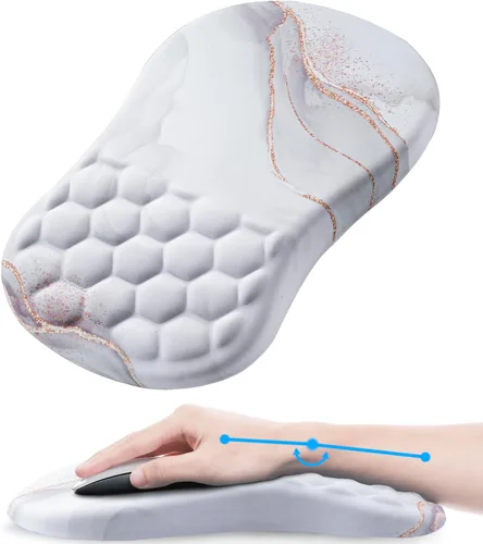Vista 15 de Alfombrilla de mouse ergonómica con reposamuñecas, cómoda alfombrilla de mouse para computadora portátil para aliviar el dolor con base