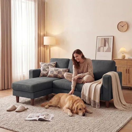 Vista 7 de JUMMICO Sofá en forma de L de 72 pulgadas para sala de estar de apartamento