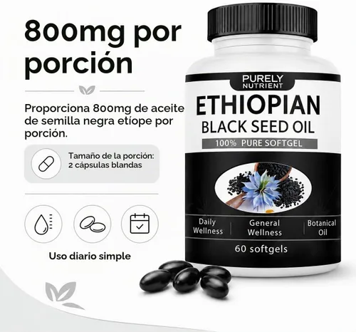 Vista 4 de Aceite de semilla negra etíope puramente nutritiva, sin OMG, sin gluten, 60