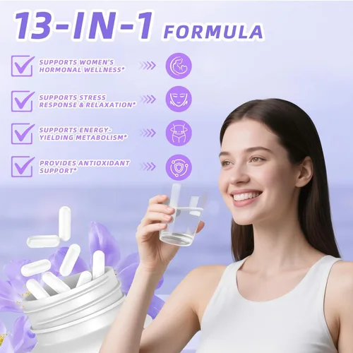 Vista 5 de 13-en-1 Myo Inositol & D-Chiro Inositol para Mujeres con PCOS, Equilibrio Hormonal, 2460mg-Relación 40:1, Salud Ovárica y Apoyo al Ciclo Suplemento