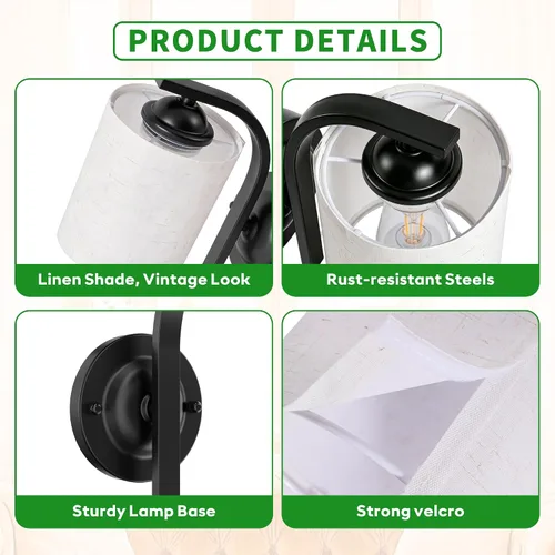 Vista 3 de Apliques de pared para dormitorio, baño, accesorios de iluminación modernos de tocador, negro mate, faroles de iluminación de montaje en pared