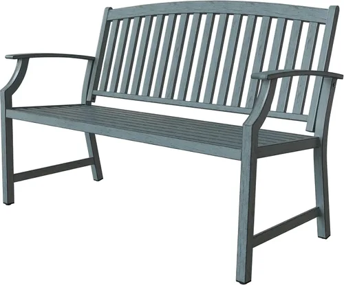 Vista 11 de Grand patio Banco para exteriores de 50 pulgadas, bancos de jardín con marco de metal recubierto de polvo antioxidante, banco de patio para porche