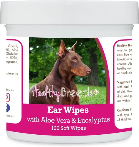 Vista 181 de Healthy Breeds Affenpinscher Toallitas de limpieza de oídos con aloe y eucalipto para perros, 100