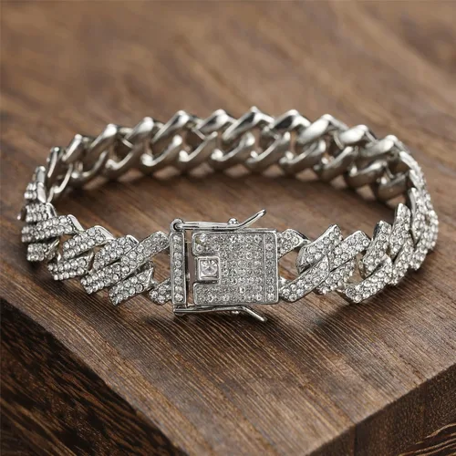 Vista 7 de Saintda Cuban Link Bracelet For Men WomenRose Gold18K Gold PlatedSilver Bracelet13mm8 inches Miami Iced Out Bracelet Hip Hop Bracelets Jewelry