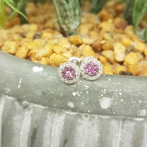 Vista 5 de Dazzlingrock Collection Aretes de flor de racimo de 10 quilates, oro blanco