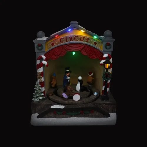 Vista 6 de Aldea Navideña de Circo de Mesa - Aldea de Invierno Pre-iluminada con Nieve - Perfecta Adición a tus Decoraciones Navideñas de Interior - Gran Pieza