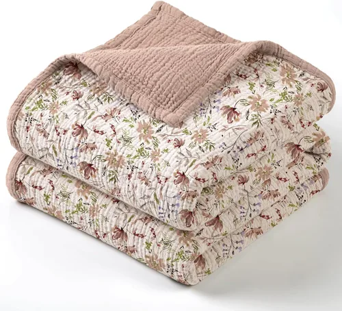 Vista 15 de lulumoon Manta de muselina neutra para bebé, ropa de cama de algodón transpirable para cuna para niños pequeños, 4 capas suaves y ligeras