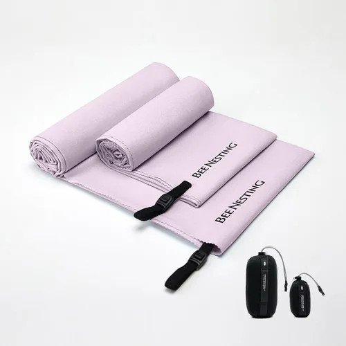 Vista 29 de Bee Nesting Toalla ultraligera de secado rápido – Paquete de 2 toallas de microfibra medianas y pequeñas con bolsillo compacto plegable para viajes