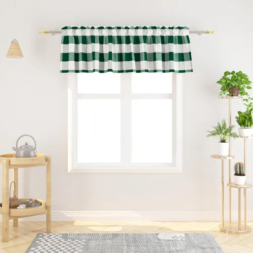 Vista 133 de Cenefas de cortina para ventana de 16 pulgadas de largo, 2 paneles de cuadros búfalo, cortinas pequeñas con bolsillo para barra, estilo clásico