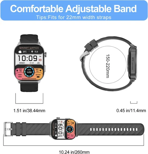 Vista 8 de Reloj inteligente para hombres y mujeres (respuesta/hacer llamadas), con GPS integrado, pantalla HD de 2.1 pulgadas, monitor de frecuencia