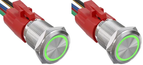 Vista 8 de APIELE - Interruptor de botón de encendido de pestillo de 16mm, 12 V CC, carcasa negra con cabeza de ojo de ángel LED para orificio de montaje