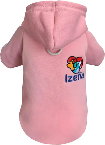 Vista 7 de Izefia Sudadera con capucha para perro - Suéter de invierno de forro polar para perros pequeños, gatos - Negro - XS
