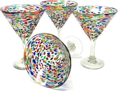Vista 3 de Juego de 4 vasos de Margarita modernos soplados a mano - Confetti Rock (12 onzas)
