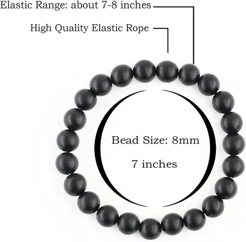 Vista 2 de Ouubuuy Pulsera elástica de cuentas de piedra natural de 0.315in para hombres y mujeres, pulseras de cuentas de piedras preciosas de cristal curativo