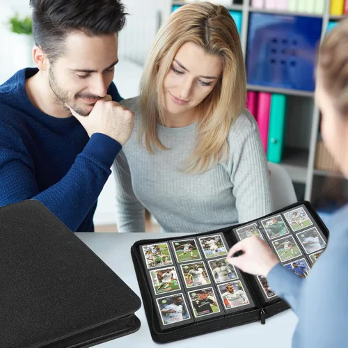 Vista 7 de GERMUN Carpeta de tarjetas coleccionables con 9 bolsillos, carpeta de tarjetas con cubierta de poliuretano para 540 tarjetas, carpeta de colección