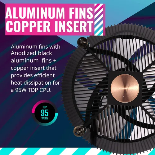 Vista 5 de Cooler Master i71C RGB para el enfriador de aire Intel CPU, aletas de aluminio negro anodizado