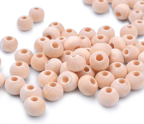 Vista 6 de BronaGrand 200pcs 0.236 in Color Natural Bola Redonda Madera Espaciador Perlas Joyas Hallazgos Encantos