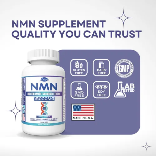 Vista 6 de zyy Suplemento NMN Mononucleótido de nicotinamida real 18000mg por botella, 300mg por porción para la salud celular, antienvejecimiento 120 cápsulas