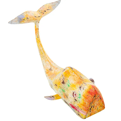 Vista 2 de Figura Decorativa Alexandra House Living Amarillo Ballena Hierro
