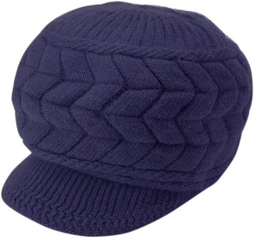 Vista 3 de Hindawi gorro de lana caliente de invierno para mujer, gorra esquí de lana con visera