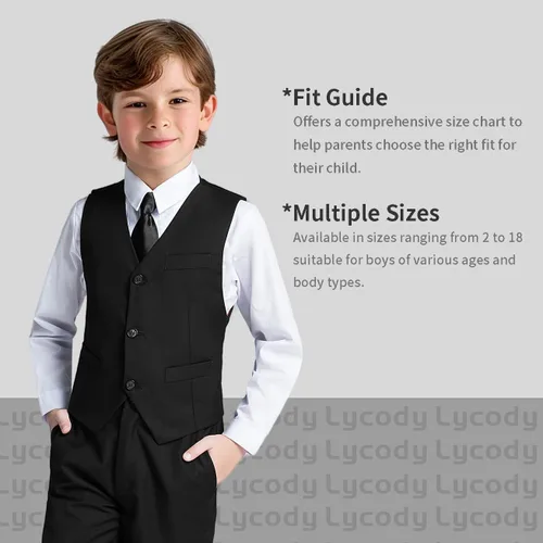 Vista 56 de Conjunto de chaleco para niños, trajes formales, trajes de boda, ropa de vestir
