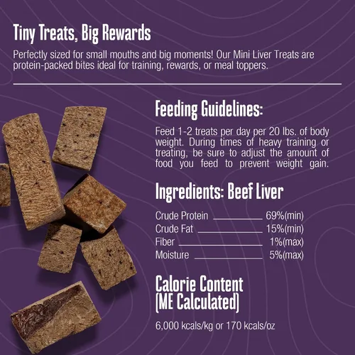 Vista 2 de Whole Life Dog Mini Ones - Golosinas liofilizadas para perros, alimentos liofilizados de grado humano, alimentos ricos en proteínas, aperitivos